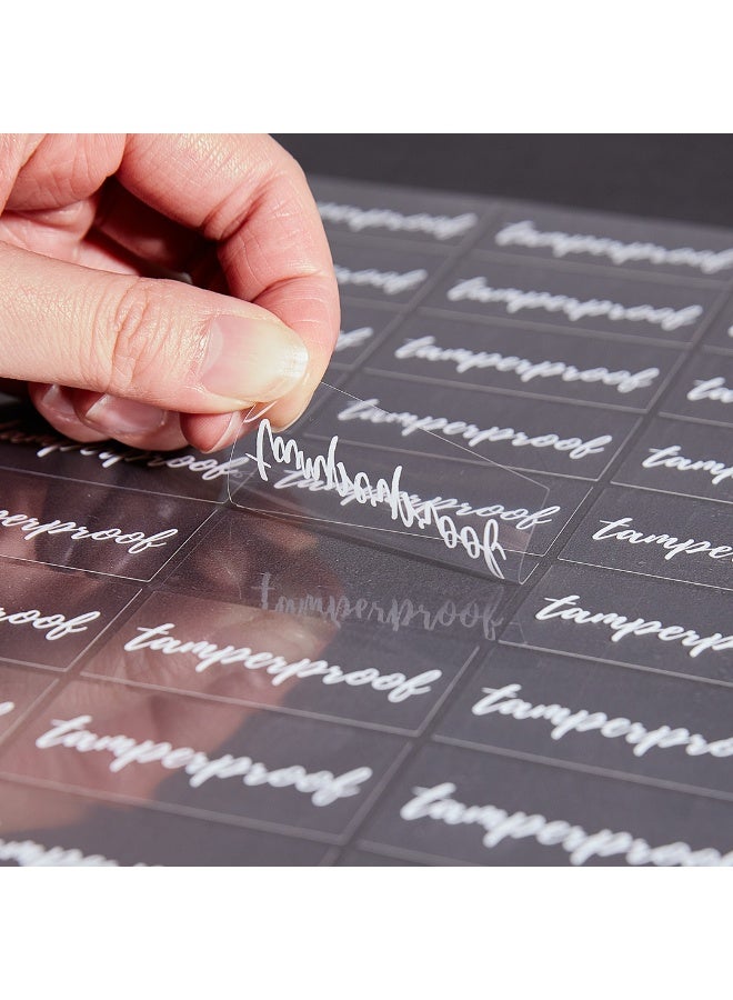 Restaurantware Label Tek 1.9 x 1 Inch Tamperproof Juice Bottle Labels, 100 Water-Resistant Labels For Bottles - Self-Adhesive, Clear With White Font, Plastic Bottle Stickers, For Drink Pouches, - Image 2