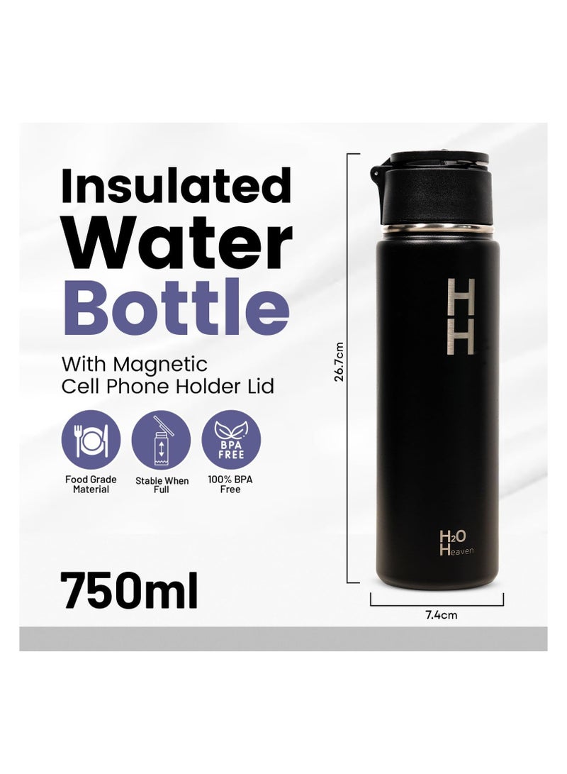 HH HH Water Bottle - Tumbler, Magnetic Booster Ring, Portable, Indoor and Outdoor, Phone holder, Stainless Steel, Universal, Occasion, Insulated, capture (Black) - Image 5