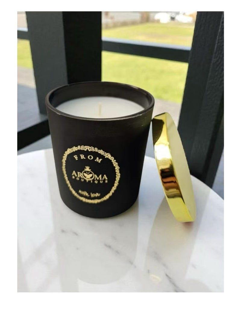 Aroma Scented candle in a luxurious black mug with a steel lid; fragrance of dark rose and amber - Image 1