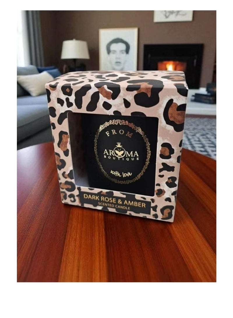 Aroma Scented candle in a luxurious black mug with a steel lid; fragrance of dark rose and amber - Image 2