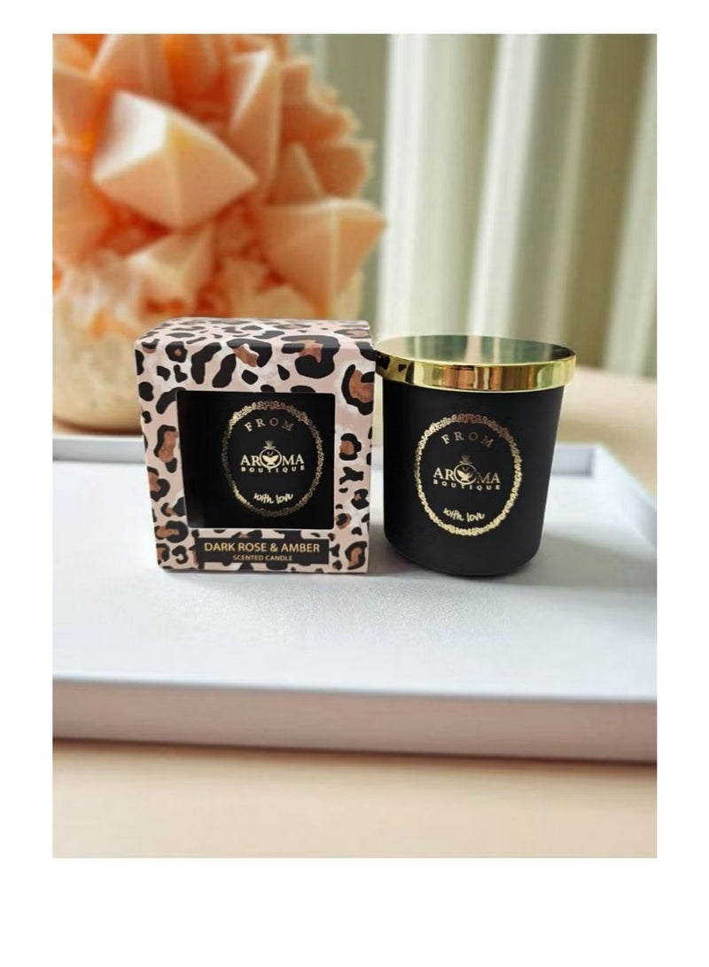 Aroma Scented candle in a luxurious black mug with a steel lid; fragrance of dark rose and amber - Image 3