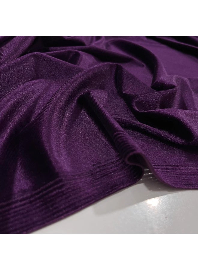 JewelOnPalette Dark Purple Velvet Fabric – Luxury 4-Way Stretch Velvet Fabric by the Yard – Soft, Smooth & Elegant Material | 56" Wide - Image 2