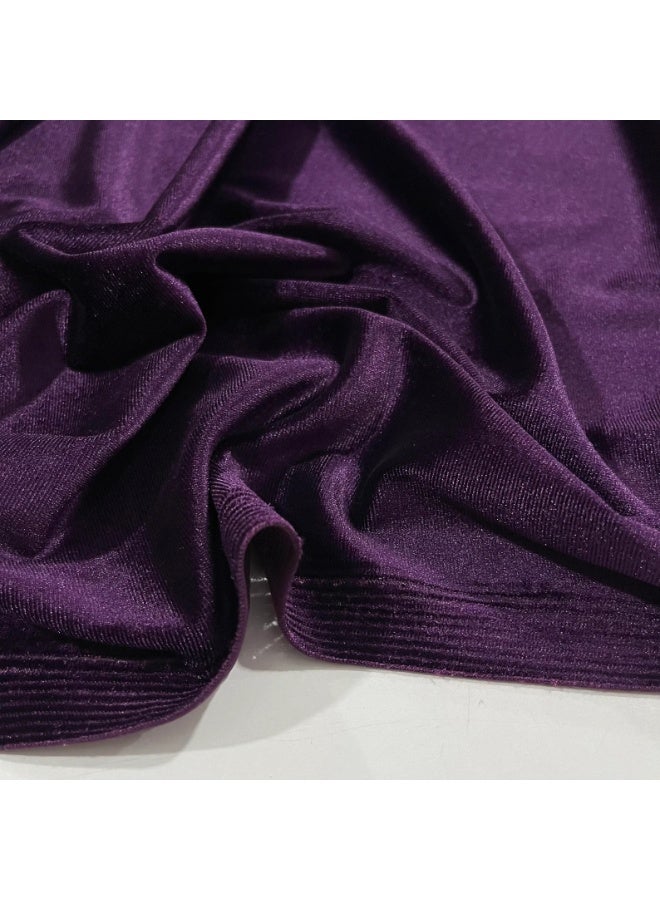 JewelOnPalette Dark Purple Velvet Fabric – Luxury 4-Way Stretch Velvet Fabric by the Yard – Soft, Smooth & Elegant Material | 56" Wide - Image 1