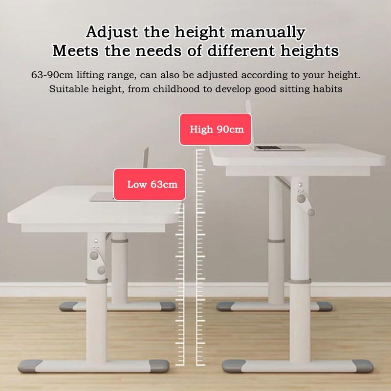 MOZOGOT Home Office Desk Height Adjustable Office Desk, Manual Lifting Table Stand Up Computer Desk Office Table Kid's Study Desk Table 100 X 60cm (Natural) - Image 5