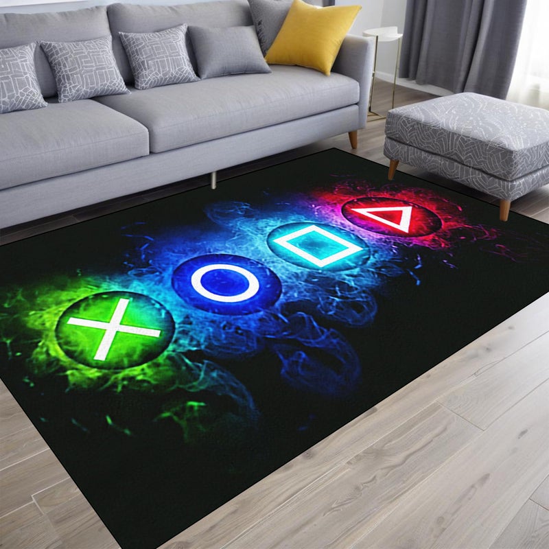 kodhyvj kodhyvj Gaming Area Rugs for Boys Cool Game Style Bedroom Gamer Rug Room Decor Video Games Bedroom Carpet Teens Controller Gamepad Player Standing Throw Doormats Yoga Runner Mat Black 47 x 31 in