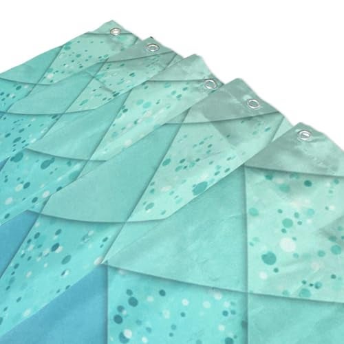 ZOEO Shower Curtain Backdrop Ocean Blue Teal Mermaid Scales Geometric Rhombus Bathroom Home Decor Set Fabric Bridal Polyester Washable Waterproof 12 Hooks 60x72 inch - Image 4