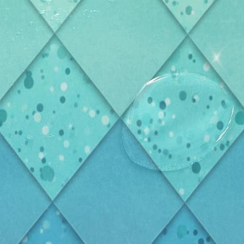 ZOEO Shower Curtain Backdrop Ocean Blue Teal Mermaid Scales Geometric Rhombus Bathroom Home Decor Set Fabric Bridal Polyester Washable Waterproof 12 Hooks 60x72 inch - Image 5