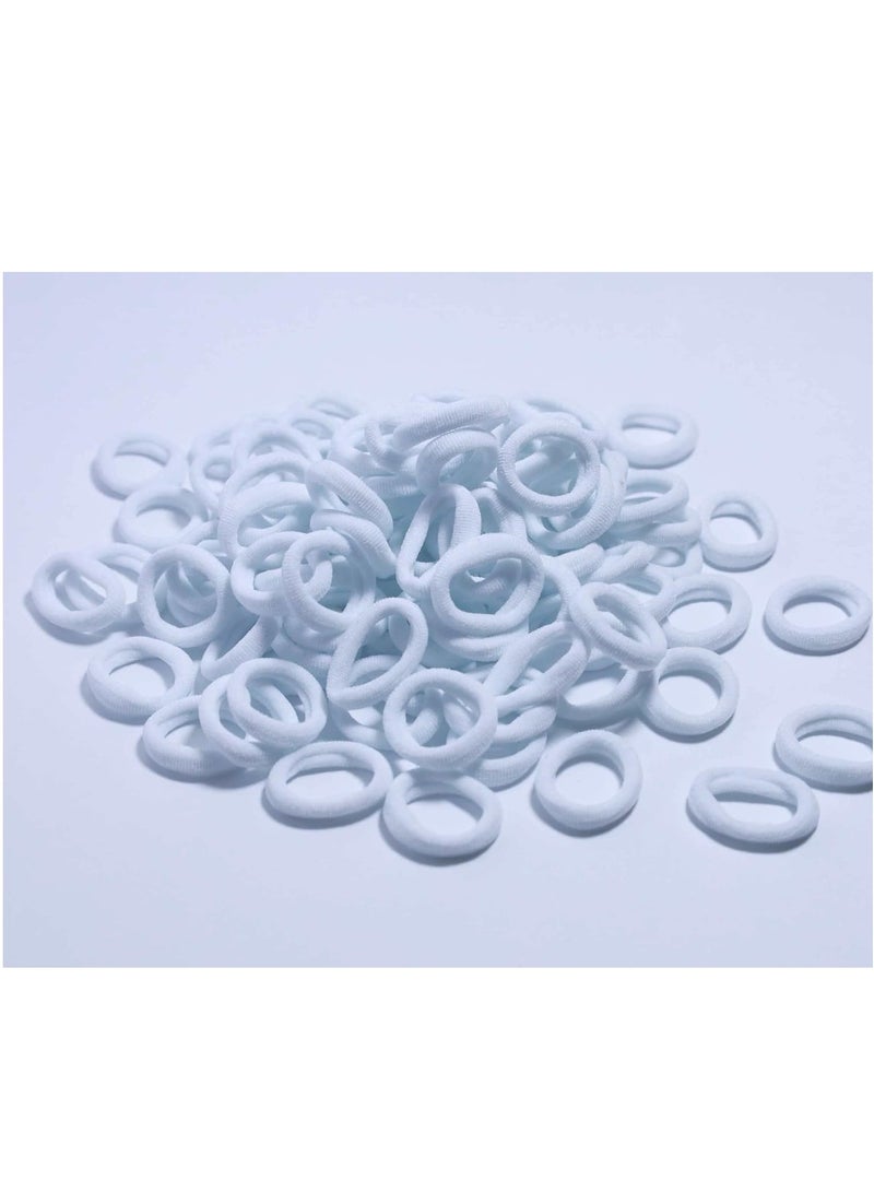 Lelet 100pcs Small Hair Ties Band for Thick and Curly Hair Ponytail Holders Soft & Seamless Baby Hair Ties, Hair Elastic Band for Women or Baby Girls With Box- White - Image 4