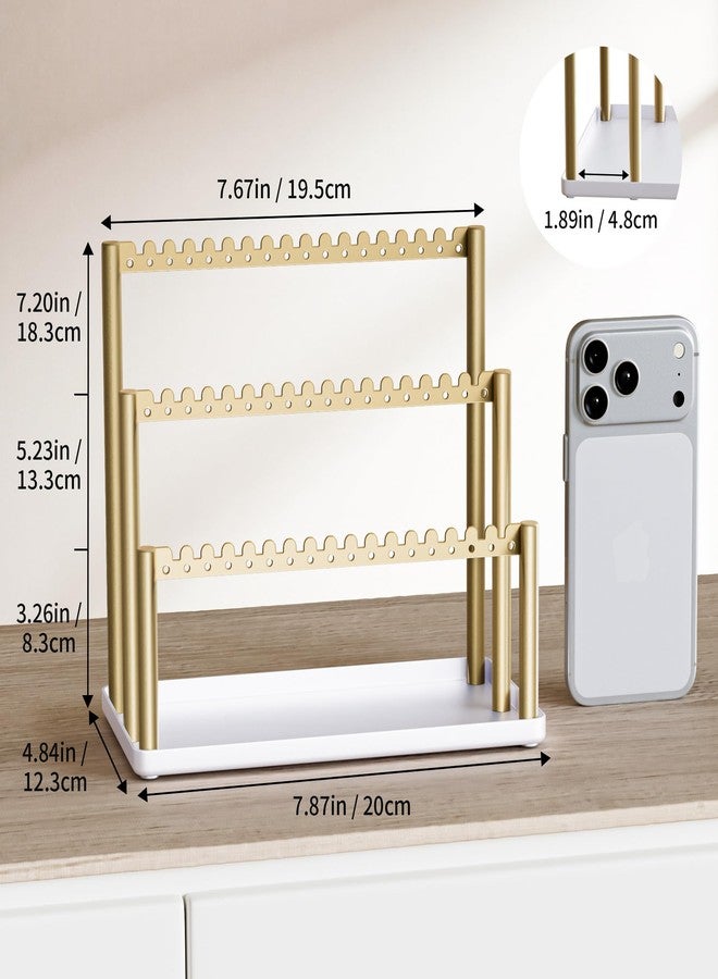Jasopaco 3-Tier Earring Holder Organizer Stand with Tray, Gold Jewelry Display Rack for Stud & Dangle Earrings, for Women, Girls and Vendors. - Image 5