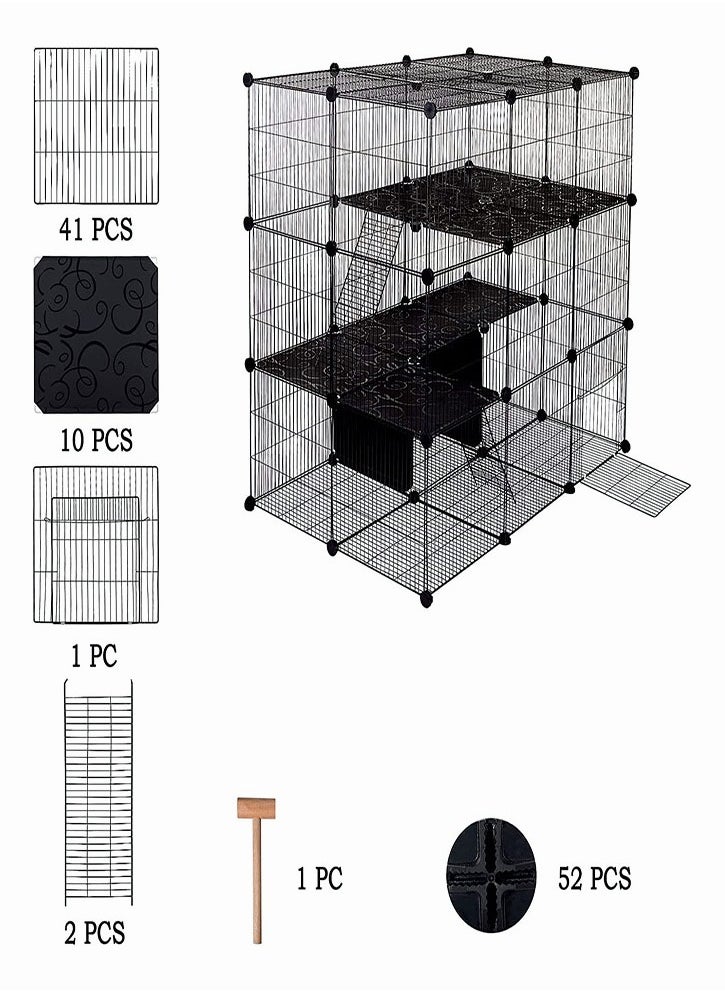 Generic - قفص الحيوانات الأليفة، قفص أرانب داخلي، أسود 109x74x109 سم - Image 1