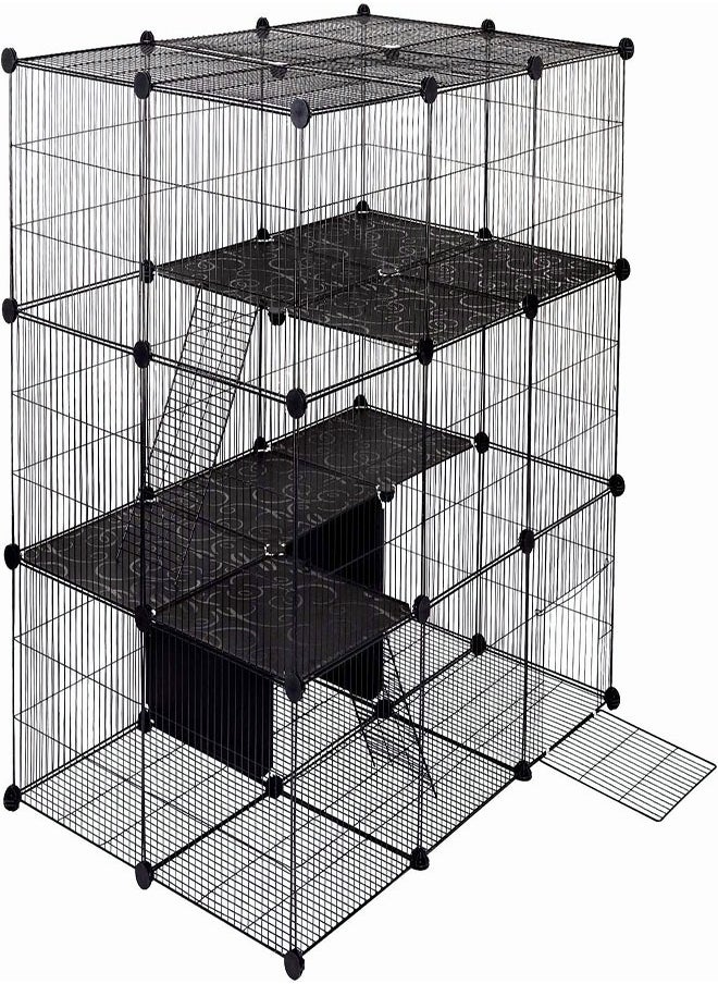 Generic - قفص الحيوانات الأليفة، قفص أرانب داخلي، أسود 109x74x109 سم - Image 1
