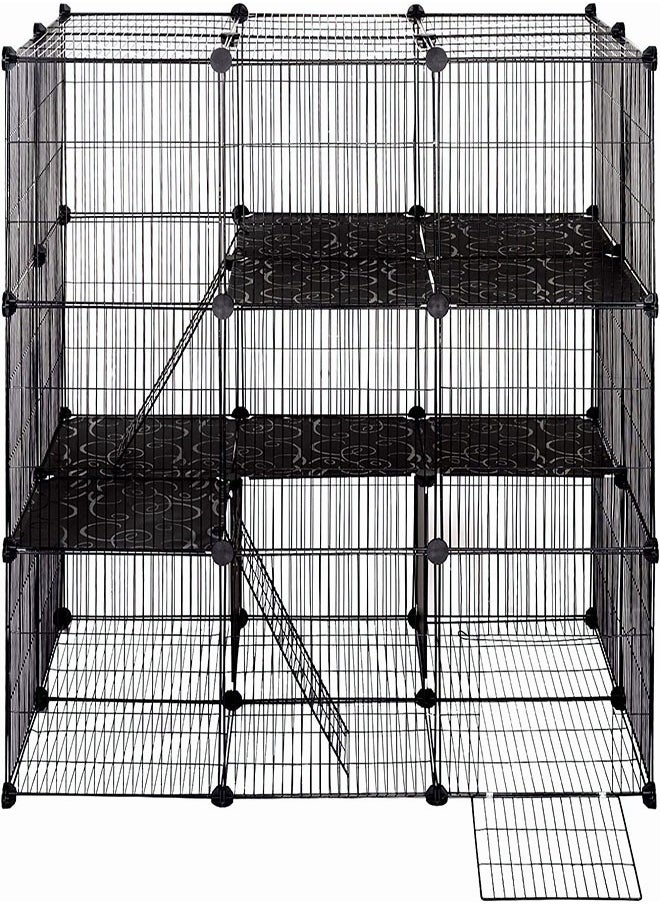 Generic - قفص الحيوانات الأليفة، قفص أرانب داخلي، أسود 109x74x109 سم - Image 1