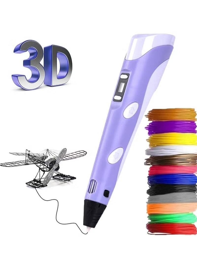 3D Printing Pen with Display - Includes 3D Pen, 3 Starter Colors of PLA Filament, Stencil Book + Project Guide, and Charge  - Image 1