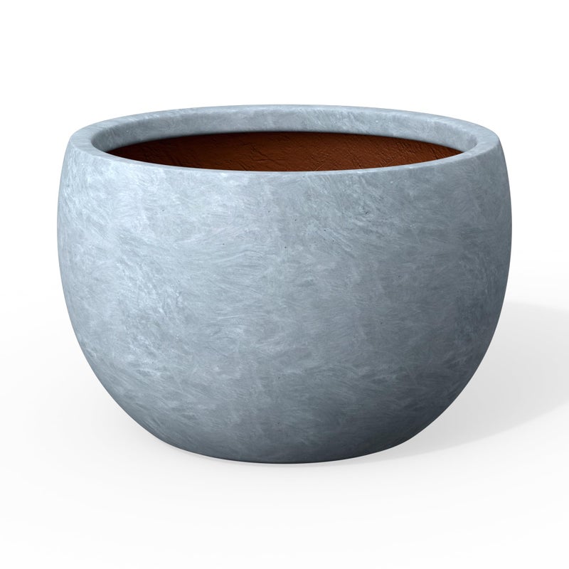 Kante 19.9-Inch Dia Round Concrete Planter, Bowl-Style Flower Pot with Drainage Hole for Patio, Garden - Ideal for Flower and Trees (16.5" Opening), Slate Gray Finish with Painted Interior - Image 1