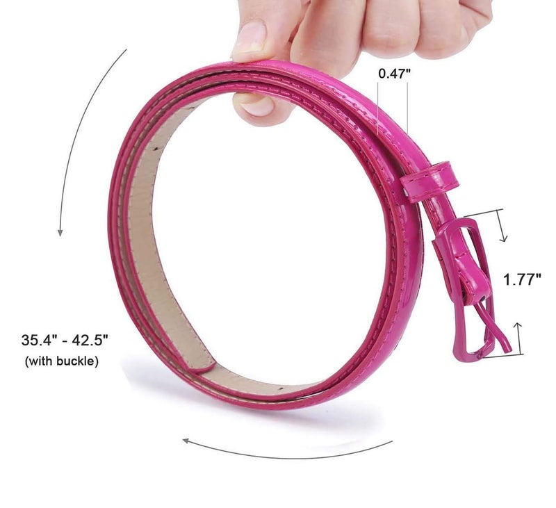 Selighting Women's Solid Color Faux Leather Skinny Belts for Dresses (One Size, Rose) - Image 3