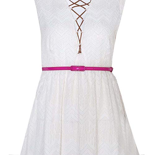 Selighting Women's Solid Color Faux Leather Skinny Belts for Dresses (One Size, Rose) - Image 2