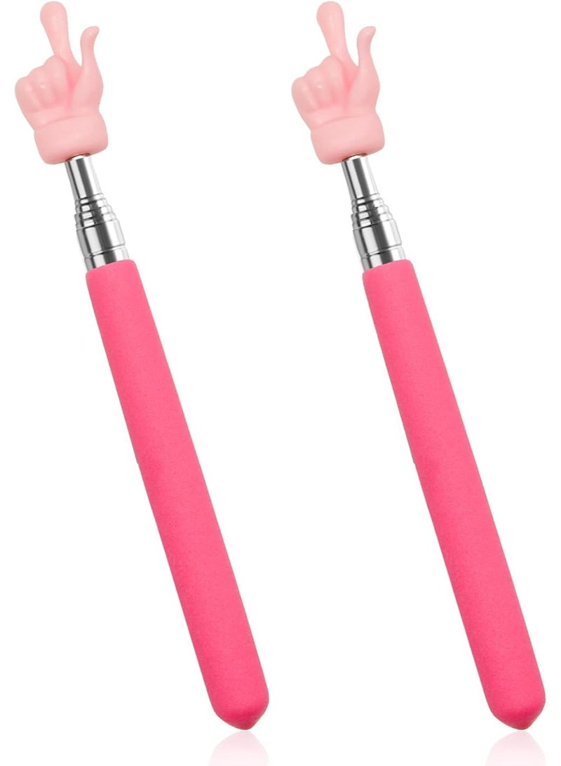Meetion 2 Pcs Extendable Teachers Pointer for Classroom, Telescopic Hand Pointer Finger Pointer Stick, Mini Retractable Classroom Pointer for Elementary Kindergarten Teacher, Classroom Supplies(PINK) - Image 1