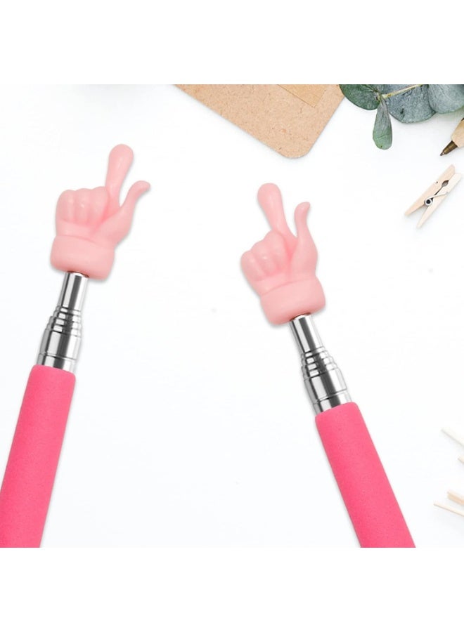 Meetion 2 Pcs Extendable Teachers Pointer for Classroom, Telescopic Hand Pointer Finger Pointer Stick, Mini Retractable Classroom Pointer for Elementary Kindergarten Teacher, Classroom Supplies(PINK) - Image 3