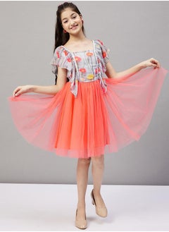 Stylo Bug Floral Printed Ruffle Sleeves A-Line Dress by Styli  - Image 2