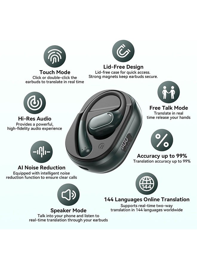 Language Translation Earbuds, AI Translation Earbuds Real Time with 144 Languages  Accents Online, Translator Device with APP Support Music and Calling, Simultaneous Translation Bluetooth 5.4 - Image 2
