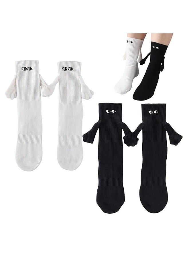 2 Pairs Magnetic Socks Hand Hold Socks,Couple Hand in Hand Socks,Novelty Friendship socks for Men Women,Mid Tube Funny Hand In Hand Socks, Mid-Tube Sock  - Image 1