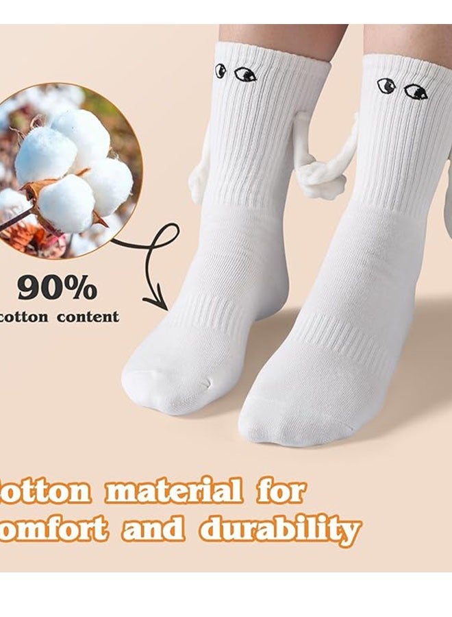 2 Pairs Magnetic Socks Hand Hold Socks,Couple Hand in Hand Socks,Novelty Friendship socks for Men Women,Mid Tube Funny Hand In Hand Socks, Mid-Tube Sock  - Image 3