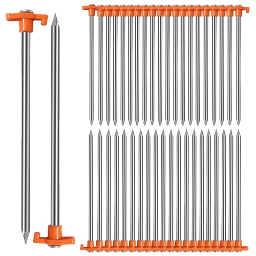 APACALI 40 PCS Metal Tent Stakes Heavy Duty 10 Inch Yard Stakes NonRust Metal Tent Pegs Ground Stakes Tent Spikes Camping Accessories for Camping Patio Garden Canopies Grassland Outdoor - Image 1