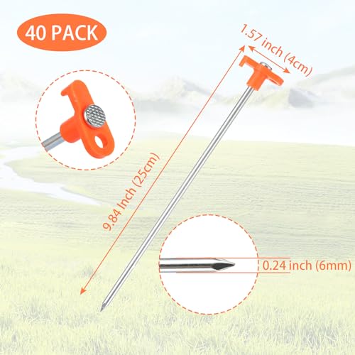 APACALI 40 PCS Metal Tent Stakes Heavy Duty 10 Inch Yard Stakes NonRust Metal Tent Pegs Ground Stakes Tent Spikes Camping Accessories for Camping Patio Garden Canopies Grassland Outdoor - Image 3