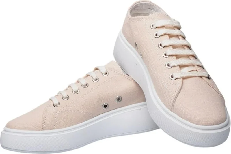 Liger Women's Comfortable Thick Sole Linen Sneakers Beige