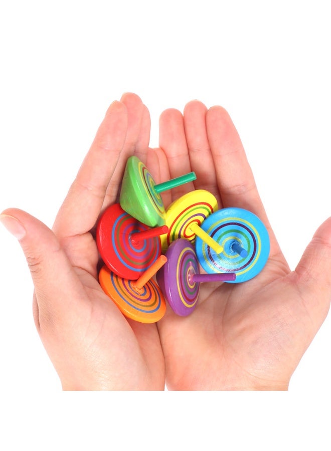 5 قطع من ألواح الغزل الخشبية -ألوان/أنماط عشوائية، ألعاب الأطفال الكلاسيكية - Image 5