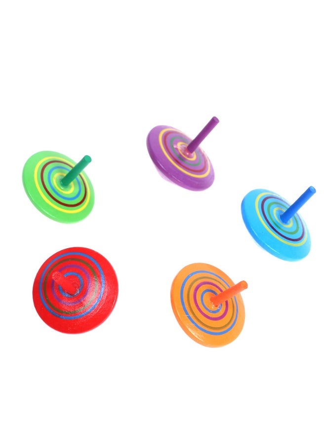 5 قطع من ألواح الغزل الخشبية -ألوان/أنماط عشوائية، ألعاب الأطفال الكلاسيكية - Image 3