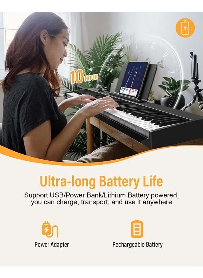 كونيكس لوحة مفاتيح بيانو رقمية قابلة للطي بـ 88 مفتاحًا، لوحة مفاتيح كاملة الحجم شبه مرجحة، بيانو كهربائي محمول مع MIDI، وظيفة منفصلة، ​​دواسة مستدامة وحقيبة حمل للمبتدئين (أسود مع ضوء) - Image 2