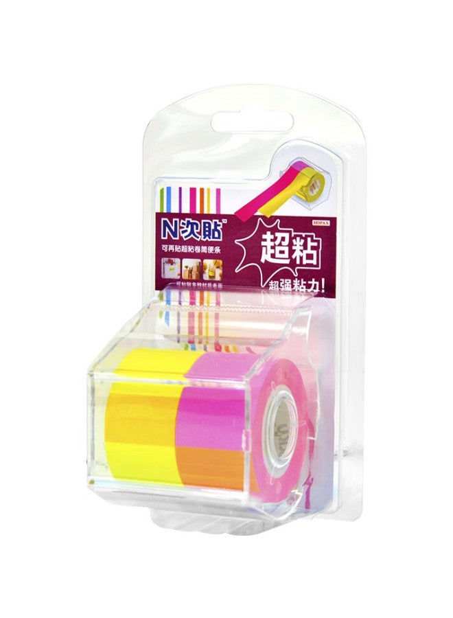 Stickn 36540 Super Sticky Roll Memo Pads/Adhesive Tape With Tape Dispenser (25Mm*10M) Fluorescent Magenta, Yellow 2 Rolls/Card - Image 2