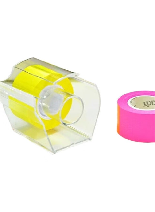 Stickn 36540 Super Sticky Roll Memo Pads/Adhesive Tape With Tape Dispenser (25Mm*10M) Fluorescent Magenta, Yellow 2 Rolls/Card - Image 3