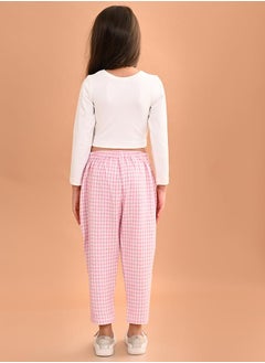 LILPICKS Rib Crop Top & Gingham Check Pants Set by Styli  - Image 4