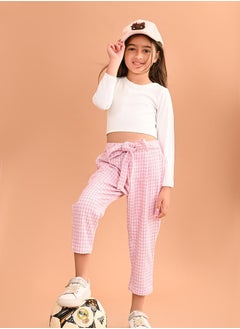 LILPICKS Rib Crop Top & Gingham Check Pants Set by Styli  - Image 2