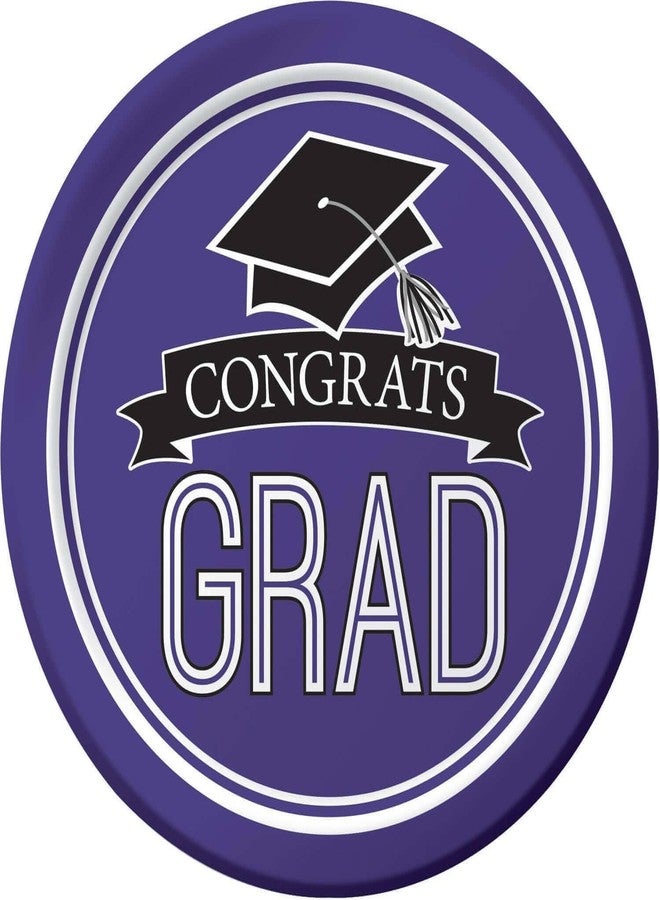 Creative Converting 320075 Graduation School Spirit Purple Dessert Plates, 7", - Image 2