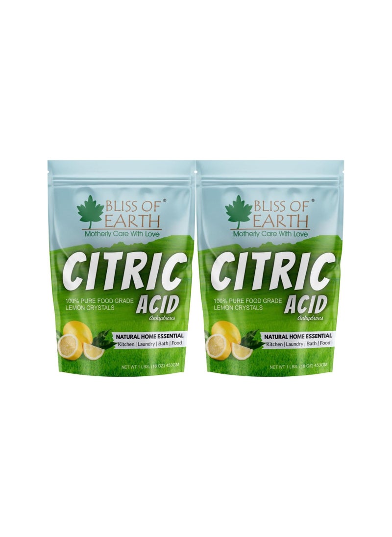 BLISS OF EARTH Bliss of Earth Anhydrous Citric Acid Powder For Food Bath Bombs Cleaning & Preserving 453GM  - Image 1