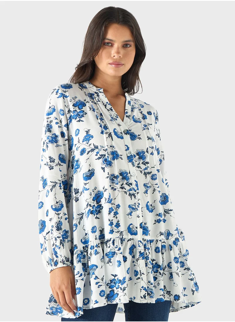 تواكستريمز Tiered Floral Print Tunic