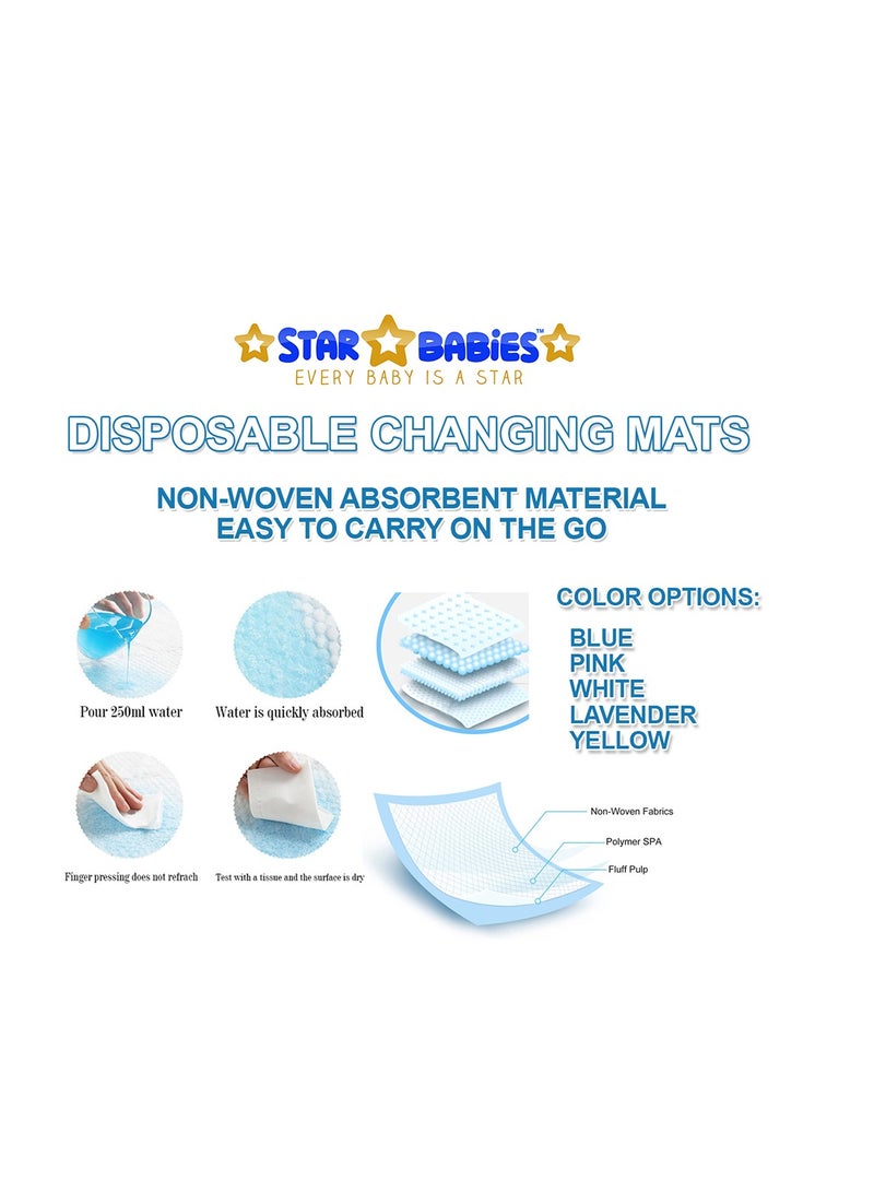 Star Babies Combo Pack (Changing mat 12pcs, Breast Pad 12pcs, Disposable Bibs 12pcs)-Blue - Image 3