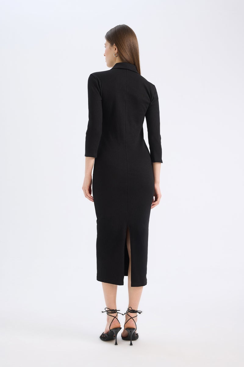 DeFacto Woman Bodycon Polo Collar Camisole Midi Dress - Image 5