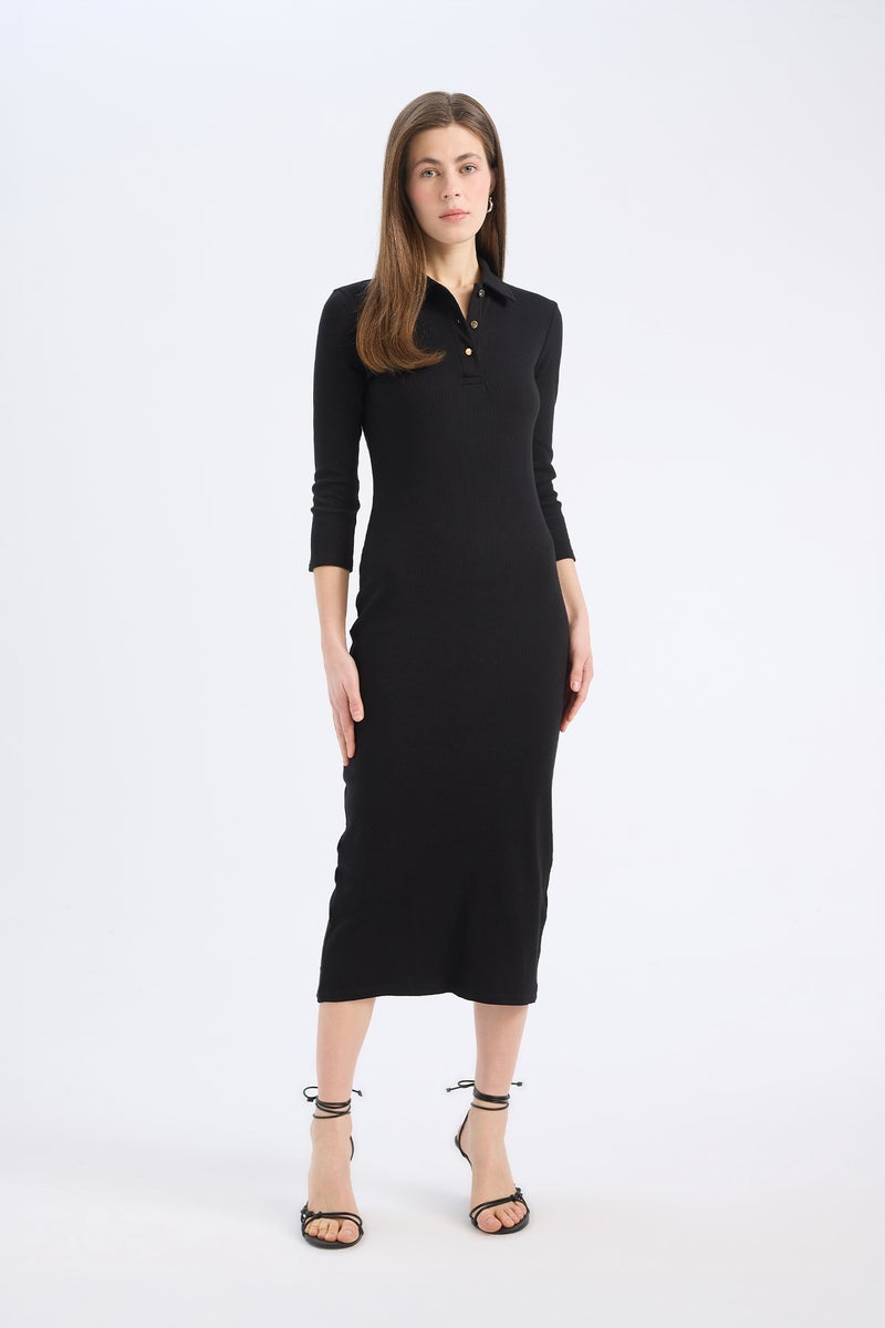 DeFacto Woman Bodycon Polo Collar Camisole Midi Dress - Image 4