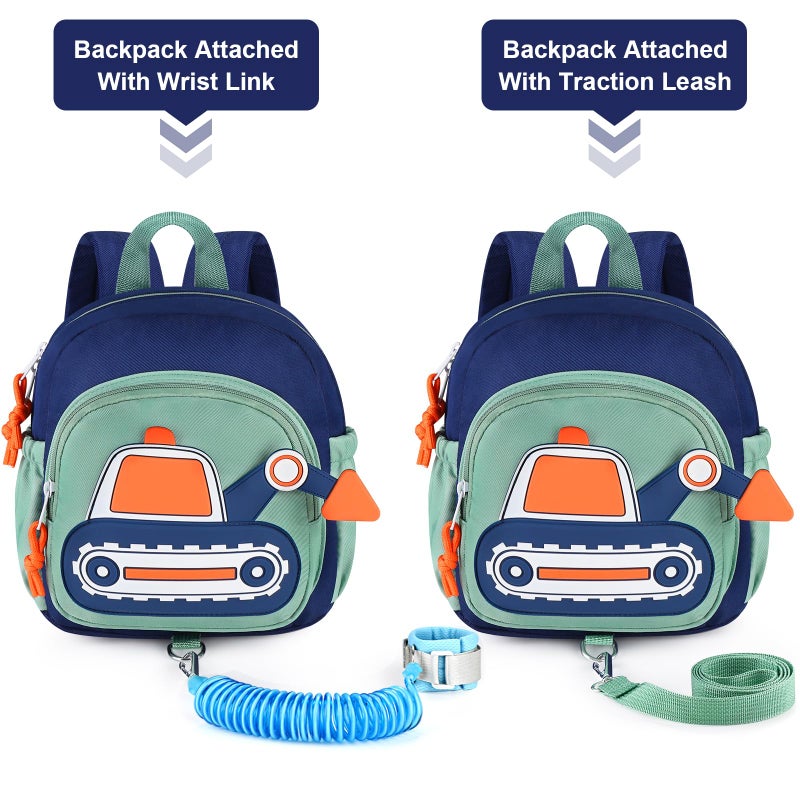 Accmor Toddler Leash Backpack, Cute Excavator Child Bag Harness with Anti Lost Wrist Link, Kid Walking Back Pack Mini Rucksack with Restraints Hand Strap Tether for Baby Boys Outdoor Traveling - Image 5