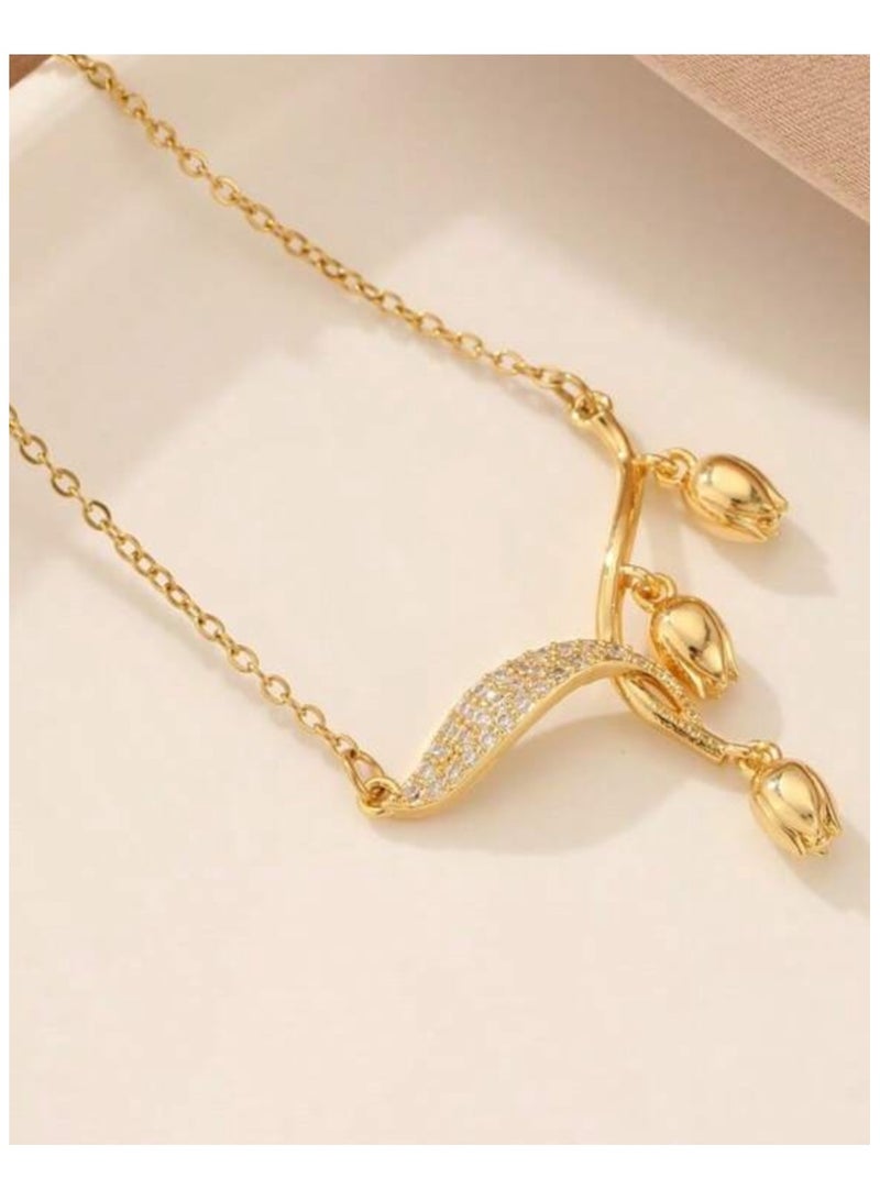 Equal Elegant Gold Stainless Steel Necklace For Women - Image 2