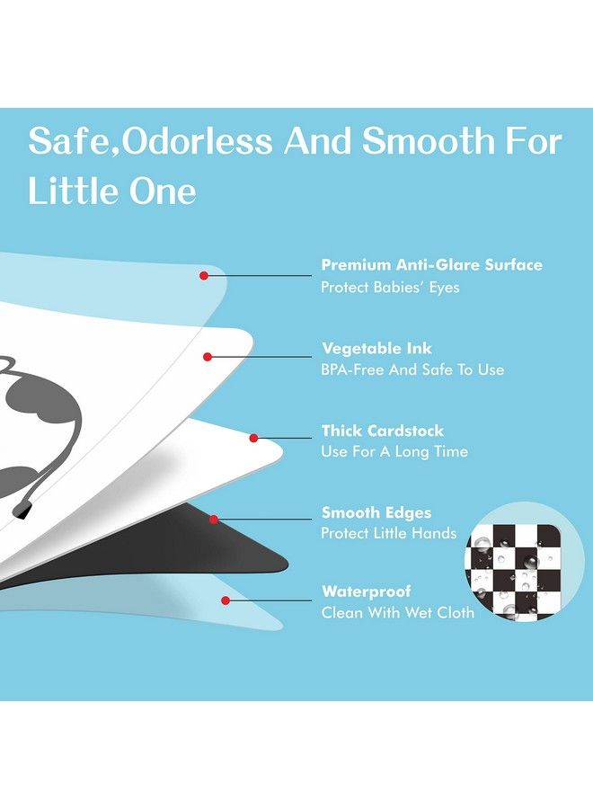 SpriteGru 50 Pages Visual Stimulation Flashcards 25 Pcs Black And White Baby Visual Stimulus Cards Sensory Developmental Black White Card Set For Newborn Baby 0 3 Months (5.5” X 5.5”) - Image 3