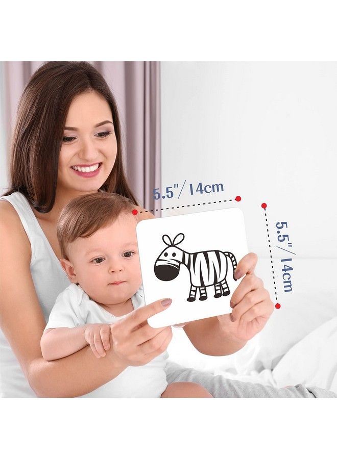 SpriteGru 50 Pages Visual Stimulation Flashcards 25 Pcs Black And White Baby Visual Stimulus Cards Sensory Developmental Black White Card Set For Newborn Baby 0 3 Months (5.5” X 5.5”) - Image 4