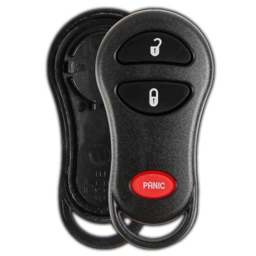 KeylessOption Key Fob Cover Case Replacement for 1999 2000 2001 2002 2003 2004 2005 Chrysler Caravan Dodge Ram Jeep Cherokee Remote Shell, 3-Button GQ43VT17T, GQ43VT9T, No Programming Required - Image 1