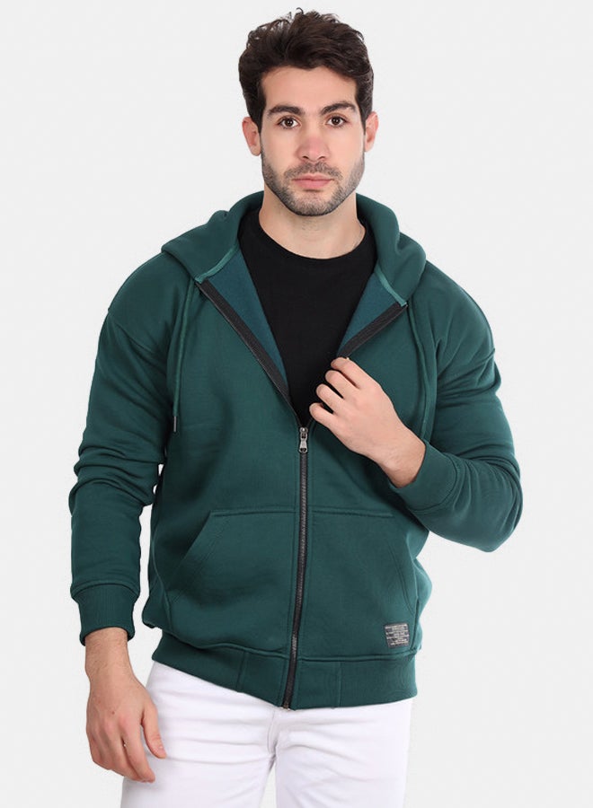 WHITE RABBIT Basic Inner Fleece Zip Through Hoodie - Image 1