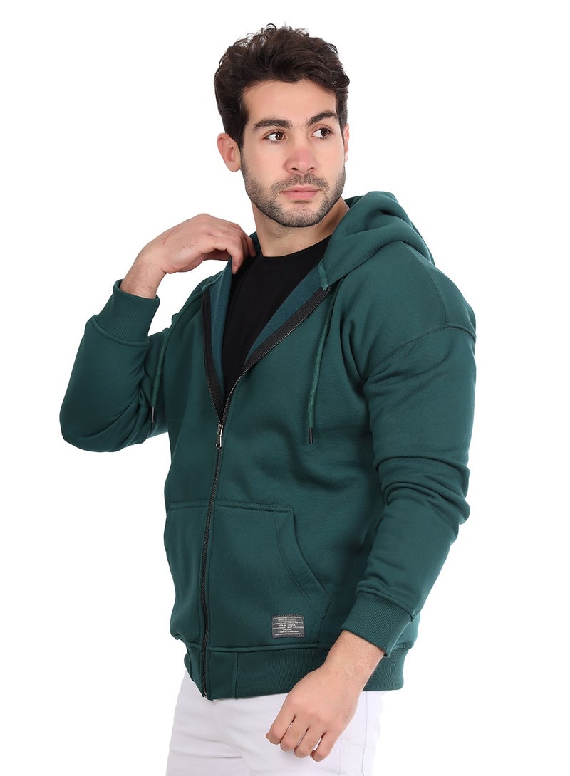 WHITE RABBIT Basic Inner Fleece Zip Through Hoodie - Image 2