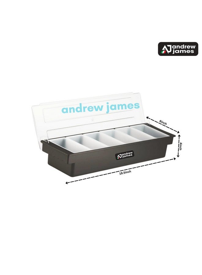 Andrew James 6 Grid Pattern Seasoning Condiment Salt Spice Rack Jar Storage Box Container, Abs+Polypropylene - Black | Commercial for Industrial Use - Image 2